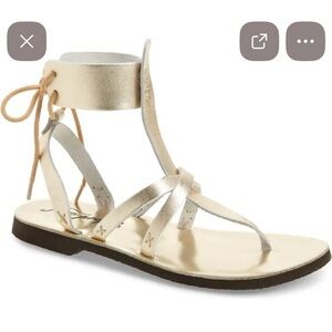 Free People Vacation Day Wrap Metallic Gold Sandals size 8.5
